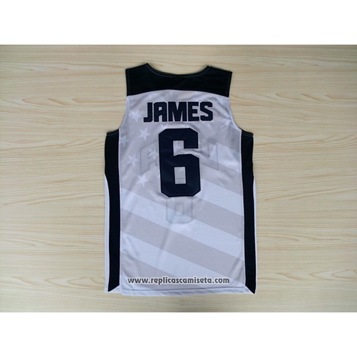 Camiseta USA 2012 Lebron James #6 Blanco